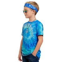 
              FechDitchly Retro 60s 70s Hippie Boys Costume Set 4Pcs Disco Party Outfit with Tie-Dye Shirt, Peace Necklace for Kids Ages 4-12 Years (Blue, S)
            