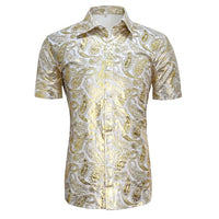 
              CARUHIF Men's 70s Disco Shirt Retro Paisley Short Sleeve Shirts(Z3886BJ,L)
            