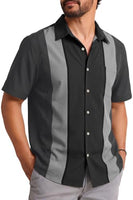
              KYKU Retro Bowling Shirt Short Sleeve Mens Button Up 50s Shirts for Men Summer Clothes with Pocket, Dark Gray, 3XL
            