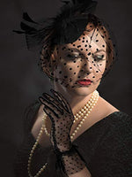 
              SATINIOR 50s Black Fascinators Hats for Women, Funeral Veil Polka Dot Hat Pillbox Cocktail Tea Party Headpiece and Lace Glove
            