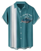 
              YBHUO Bowling Shirts for Men Retro Car Stripe Print Short Sleeve Casual Button Down Beach Shirt
            