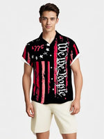 
              DUBMA USA Shirt Retro Short Sleeve Casual Button Down Bowling Shirts
            