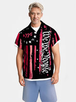 
              DUBMA USA Shirt Retro Short Sleeve Casual Button Down Bowling Shirts
            