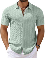 
              COOFANDY Casual Mens Woven Knit Shirt Short Sleeve Retro 70S Polo Shirts
            