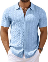 
              COOFANDY Casual Mens Woven Knit Shirt Short Sleeve Retro 70S Polo Shirts
            