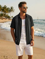 
              COOFANDY Men's Cuban Guayabera Shirts Button Down Short Sleeve Linen Shirt
            