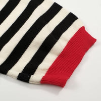 
              OXKnit Women's Knit Black Stripes Short Sleeve, 1960s Retro Heart Pattern Crewneck Casual T-Shirts
            