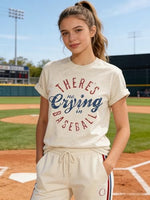 
              Baseball Mom Shirts Women There's No Crying Baseball Lover Workout Graphic Tshirt Funny Mama Casual Short Sleeve Top
            