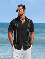 
              COOFANDY Men's Cuban Guayabera Shirts Button Down Short Sleeve Linen Shirt
            
