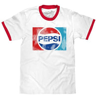 
              Pepsi Retro Logo Licensed Tee on a Ringer T-Shirt-Medium White/Red
            