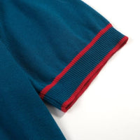 
              OXKNIT Men's Knit Short Sleeve Shirts Vintage Rocket Planet Embroidered Knitted Polo Shirt Blue V-Neck Cotton Mens Polo
            