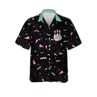 
              Retro Neon Bowling Hawaiian Shirt for Men 80s Style Strike Bowling Ball Shirt Tropical Aloha Button Down Summer Party Shirt
            