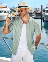 
              COOFANDY Casual Mens Woven Knit Shirt Short Sleeve Retro 70S Polo Shirts
            
