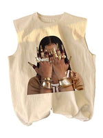 
              RoseSeek Retro Graphic Tank Top Summer Hippop Streetwear Tee Apricot
            