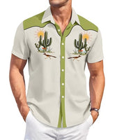 
              DADDYLOCO Desert Cactus Bowling Shirt, Cream with Olive Green Accents, Regular Fit, Short Sleeve
            