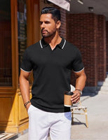 
              COOFANDY Mens Collared Shirts Short Sleeve Polo Shirts for Men Basic Fashion Retro 70S Shirt Black
            