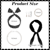 
              Fumwase 7PCS 1950s Costume Accessories for Women Cat Eye Glasses Hair Accessories Earring Bracelet Necklace Scarf for Halloween (Black)
            