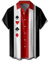 
              Ecosunny Poker Shirts for Men Short Sleeve Geometric Print Bowling Casual Button Down Collar Shirt
            