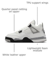 
              JORDAN 4 RETRO (PS) "SUMMIT WHITE/FIRE RED-CEMENT GREY-BLACK"
            
