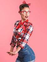 
              Aneco 6 Pack 50s Set Chiffon Scarf Cat Eye Glasses Bandana Tie Headband Earrings(Red)
            