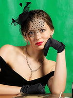 
              Geyoga 50s Fascinator Hat for Women Funeral Veil Hat Pillbox Cocktail Tea Party Headpiece and Lace Glove(Black,Elegant Style)
            