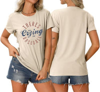 
              Baseball Mom Shirts Women There's No Crying Baseball Lover Workout Graphic Tshirt Funny Mama Casual Short Sleeve Top
            