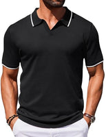 
              COOFANDY Mens Collared Shirts Short Sleeve Polo Shirts for Men Basic Fashion Retro 70S Shirt Black
            