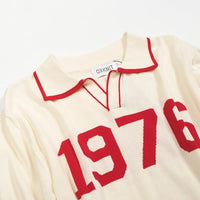 
              OXKNIT Men's Knit Polo Shirts, 1960s Mod Style Retro Words White Short Sleeves Casual V-Neck Short Shirts
            