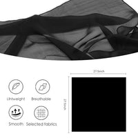 
              MissShorthair 50s Chiffon Scarf Sheer Square Neck Head Scarf for Women, B Black
            