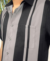 
              KYKU Bowling Shirt Short Sleeve Button Down Men Vintage Shirt 1950s Men's Clothing Grey XL
            