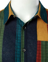 
              PARKLEES Men's Linen 70s Hippie Style Floral Print Shirt Short Sleeve Button Down Hawaiian Shirts Colorful Stripe Medium
            