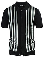 
              PJ PAUL JONES Mens Vintage Button Down Knitted Polo Shirt Black Gray L
            