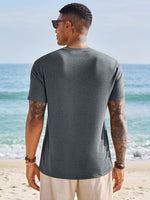 
              Runcati Mens Short Sleeve T-Shirts Graphic Crewneck Shirt Printed Tees Grey
            
