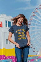 
              Womens Vintage 1970s Limited Edition T Shirt Funny Cool 1970 Theme Classic Tee for Ladies Funny T Shirts Cool Vintage Top Women's Novelty Tees Navy XL
            