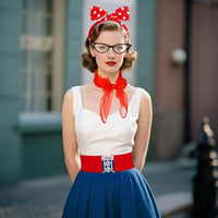 
              Fumwase 5PCS 1950s Costume Accessories for Women Earring Scarf Cat Eye Glasses Headband Waistband for Hallowmas (Red)
            