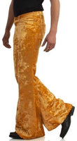 
              EVEDESIGN Mens Bell Bottom Velvet Pants 60s 70s Disco Outfits for Men Vintage Flared Jeans Gold
            