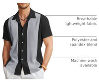 
              COOFANDY Men's Retro 50s Bowling Shirts Casual Button Down Short Sleeve Hawaiian Shirts Black Dark Gray
            