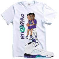 
              We Will Fit Love & Basketball Shirt to Match Jordan 5 Grapes Purple Emerald Green (US, Alpha, 4X-Large, Regular, Regular)
            