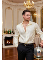 
              Vssjavun Mens Satin Silk Shirts Long Sleeve Button Up 70s Disco Dress Shirt
            