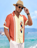 
              Hawaiian Bowling Shirts Men Retro Funny Sport Bowler Shirt Beach Summer Tee Tropical Vacation Button Down Short Sleeve Tops Red
            