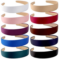 
              Wecoe Headbands for Women Girls, 10 Pcs 1 Inch Wide Satin Headbands No Slip Fashion Thin Solid Hair Bands for Daily Wear, Party, Cosplay, Diy Costume Hair Accessories, Diademas Para Mujer De Moda
            