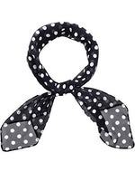 
              Boao 1 Pcs Polka Dot Scarf 1950s Chiffon Scarf Retro Hair Tie Sheer Square Neck Head Vintage Neckerchief for Women (Black with White Dots)
            