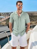 
              COOFANDY Casual Mens Woven Knit Shirt Short Sleeve Retro 70S Polo Shirts
            