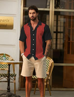 
              Hardaddy Men's Vintage Bowling Shirt 1950s Short Sleeve Casual Button Down Summer Beach Camp Collar Shirts Wine Red L
            