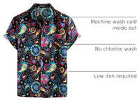 
              PARKLEES Men's Linen 70s Hippie Style Floral Print Shirt Short Sleeve Button Down Hawaiian Shirts Multicolor Large
            