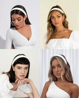 
              Wecoe White PU Leather 1 Inch Wide Non-Slip Fashion Headband Hair Accessory for Women and Girls, Holiday Costume Diademas Coreanas Para Mujer
            