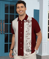
              KYKU Mens Retro Bowling Shirts 50s Costume Men Shirt Short Sleeve Button Up Casual Wine Red 3X-Large
            