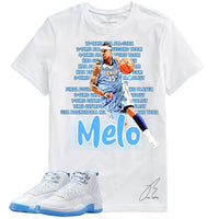 
              Shirt To Match Jordan 12 MELO/University Blue, 23 Sneaker Graphic Tee, Best Gift, Birthday, Mens Clothing (L, White)
            