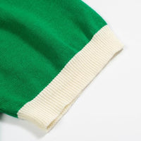 
              OXKNIT Men's Knitted Poloshirt, 1960s Mod Style Retro Gradient Green Stripes Cotton Cardigan Polo with Button
            