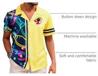 
              Hawaiian Bowling Shirts Men Retro Funny Sport Bowler Shirt Beach Summer Tee Tropical Vacation Button Down Short Sleeve Tops Yellow
            
